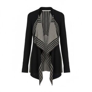 Twelfth Street Cynthia Vincent Draped Cardigan Black Grey S